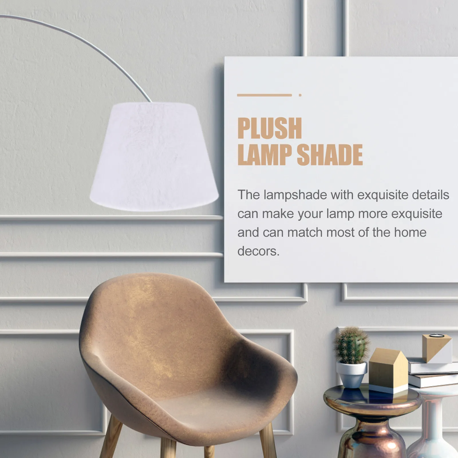 

Creative Lamp Shade Long Pile Material Soft Light Cover Desktop Replacement Lampshade E14 E27 Bedroom Living Room Decoration