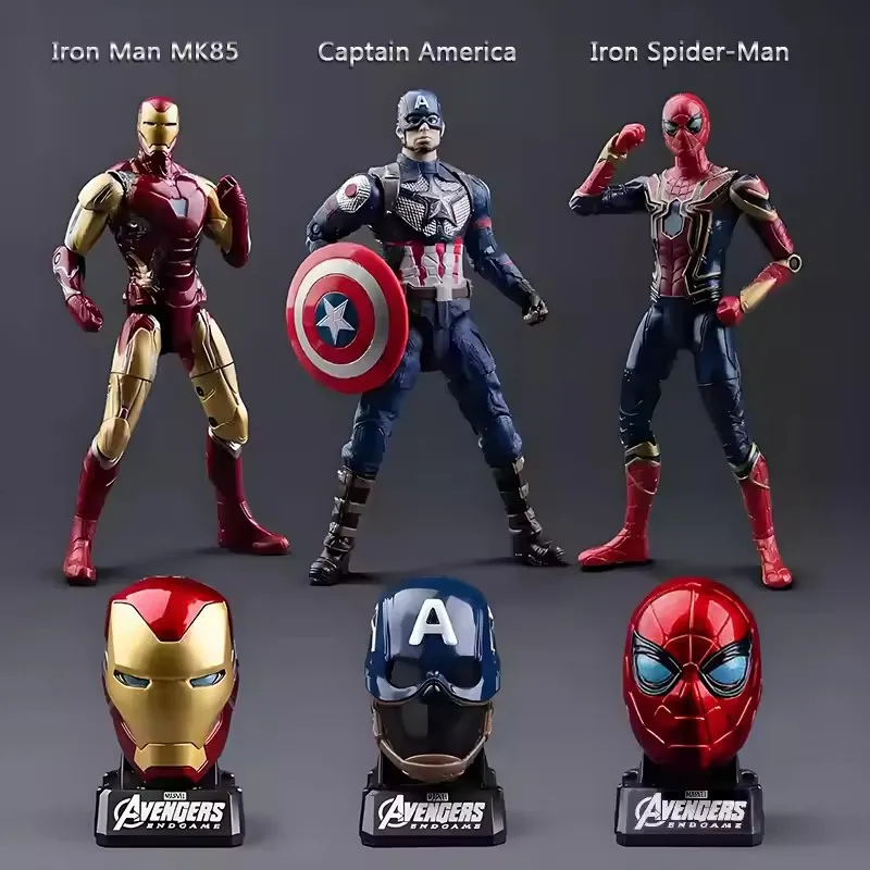 Marvel Iron Man SpiderMan Captain America Joints Mobility Transform Shape Action Figure PVC Model Collect Ornaments Toys Gifts