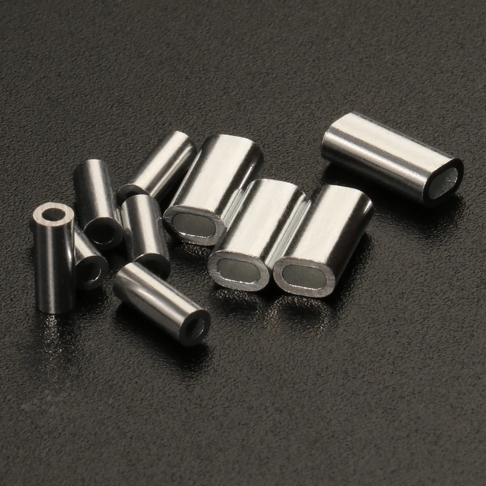 120 Teile/schachtel Angeln Aluminium Crimp Ärmeln Oval Barrel Runde Schleife Hülse Draht Führer Rigging Tackle Pesca Linie Rohr Anschlüsse – Detail 11