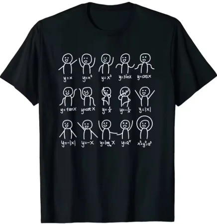 Camiseta Divertida de Aniversário com Estampa de Personagem Dançante de Equação Matemática - Estilo Streetwear Manga Curta