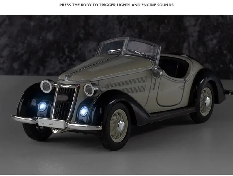 1/32 liga fundida conversível w25k 1936 - 1938 modelo clássico carro de brinquedo simulação som luz puxar para trás coleção brinquedos veículo