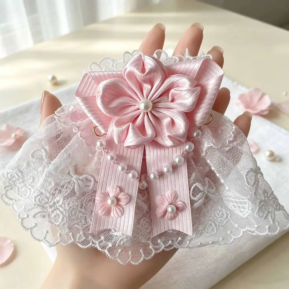 Ruffled Lace Lolita Wrist Cuffs Tulle Design Multicolor Bowknot Sweater Cuff Covers Sweet Satin Floral Lace Fake Sleeve Cuffs