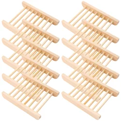 10 Pcs Soap Dish Bathroom Large No Punching Drain Storage Rack 10pcs Tray Wooden Holder Shower Bamboo Display Shelf