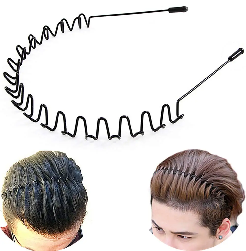 

Metal Hair Band for Men Women Unisex Wavy Non Slip Headband for Sports Running Daily Wear