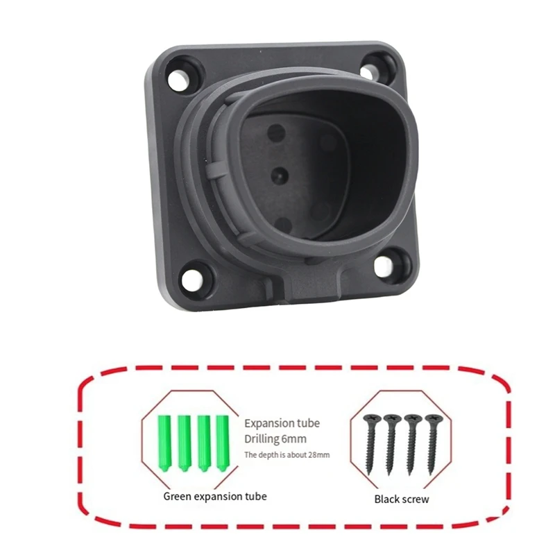 EV Charger Nozzle Holster Dock With Automatic Lock And Reinforcing Ribs Wall-Mount For NACS & Tesla Connectors