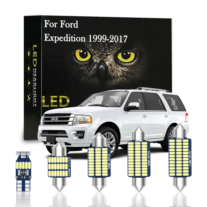 

Canbus For 1999-2017 Ford Expedition Car Accessories Interior LED Light Kit Front Read Dome Trunk License Lamp No Error