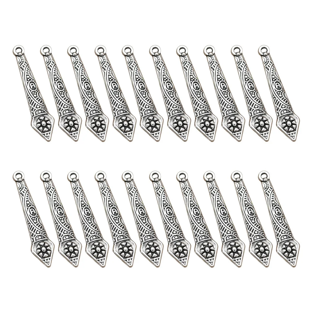 

20pcs Alloy Torch Pendant Charms Carved Silver Diy Jewelry Making Accessories For Necklace Bracelet Keychain Craft Charm