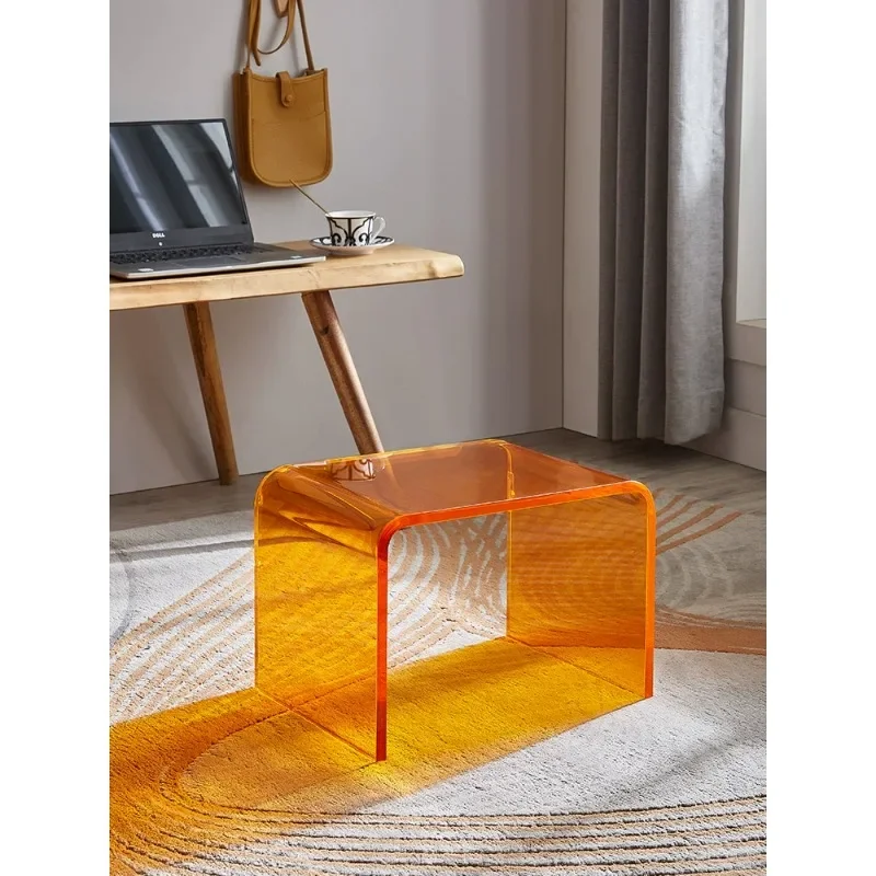 Customized acrylic shoe-changing stool Simple and colorful sofa, side cabinet, desk, makeup stool and transparent bay window