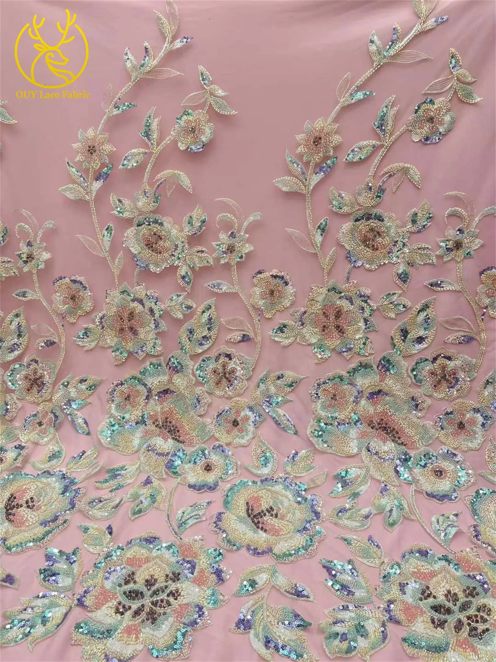 High-End-Kleid, afrikanischer handgefertigter Perlen-Spitzenstoff, 2026, Nigeria, französische Pailletten-Stickerei, Spitzenstoff, Hochzeitskleid, Nähmaterial – Detail 16