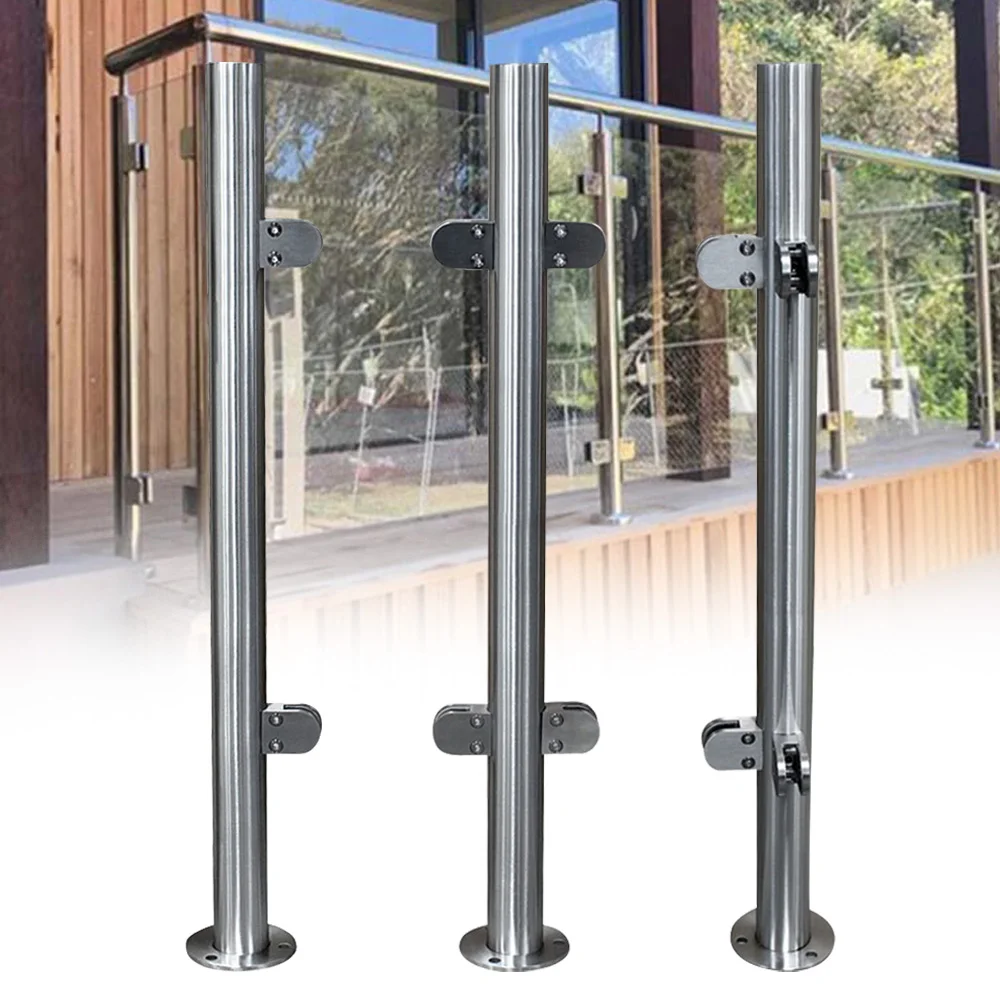 

Silver Stainless Steel Glass Balustrade Railing Post Clamp End/Cornor/Mid Post for Balcony Garden