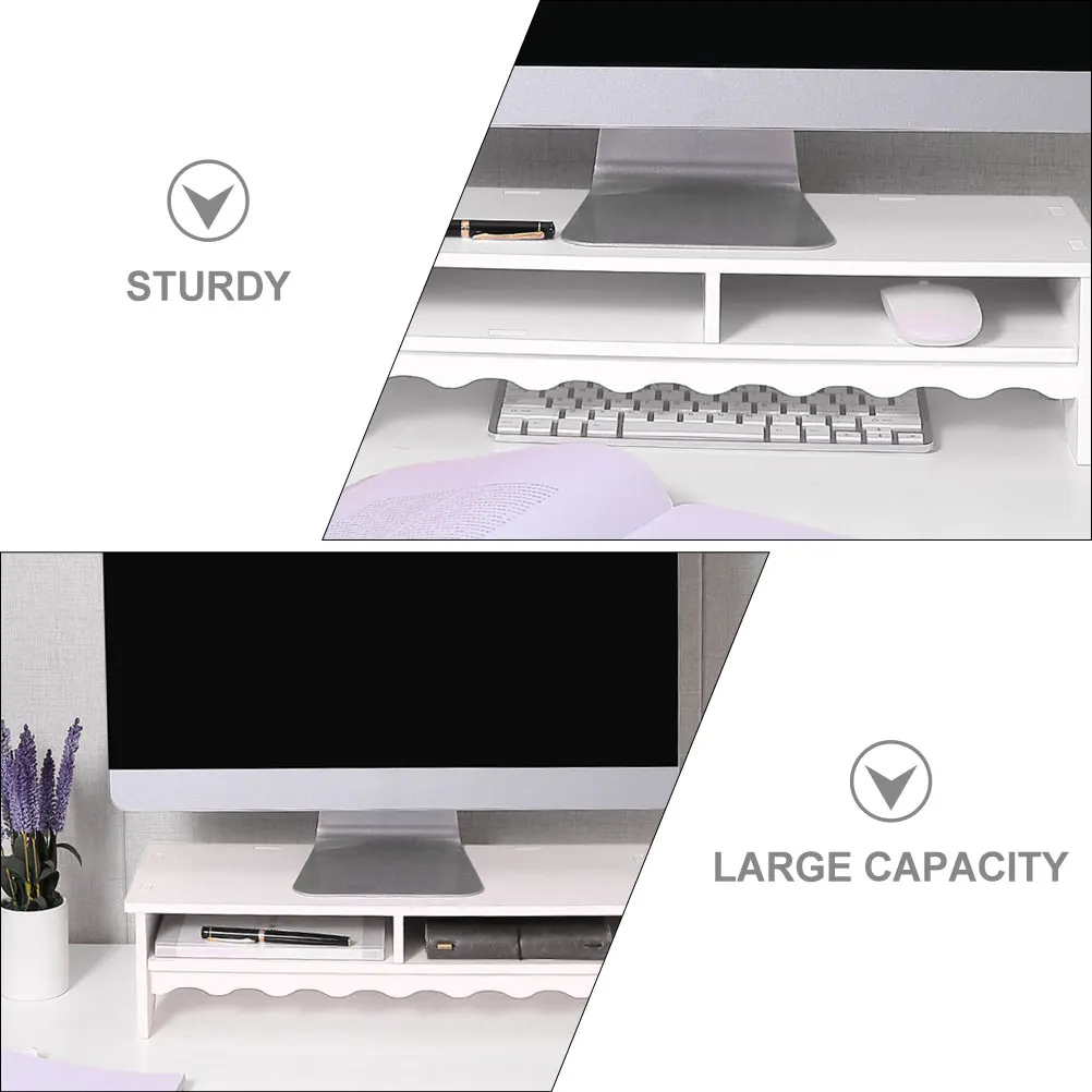 

Laptop Heightening Base Desktop Monitor Riser Storage Shelf Computer Organizer Stand Sturdy Space-Saving Desk Furniture Office