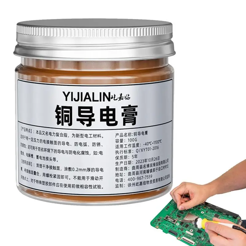 

Copper Grease 100g Conductive Paste High Temp Grease Multipurpose Automotive Grease Compound Paste Battery Connection Circuit