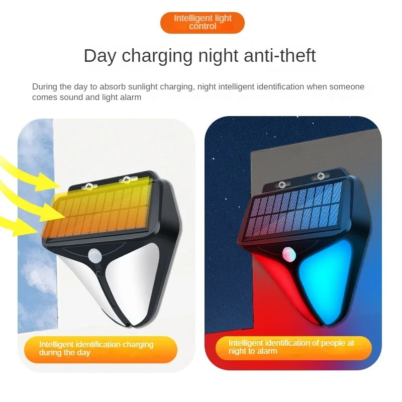 Solar Body sensing Alarm Light, Infrared Sound and Light, Anti-Theft, Waterproof Alarm, Orchard, Factory, Warehouse Protection