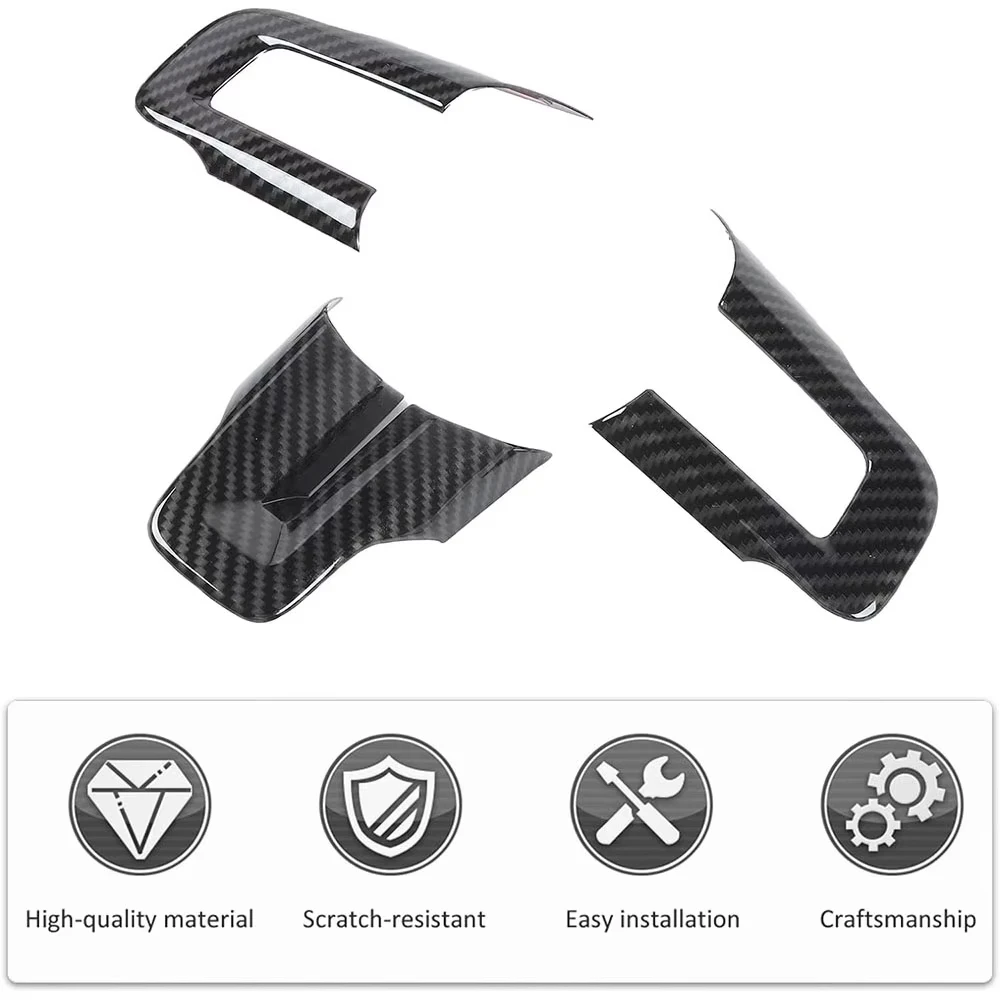 Carbon Fiber Style Steering Wheel Panel Cover Trim Sticker For Ford Mustang 2015-2023 Car Interior Accessories