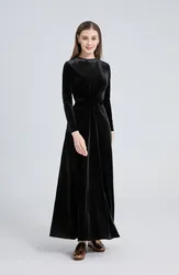 AS Elegant woman maxi velvet dress floor length high quality lady wear