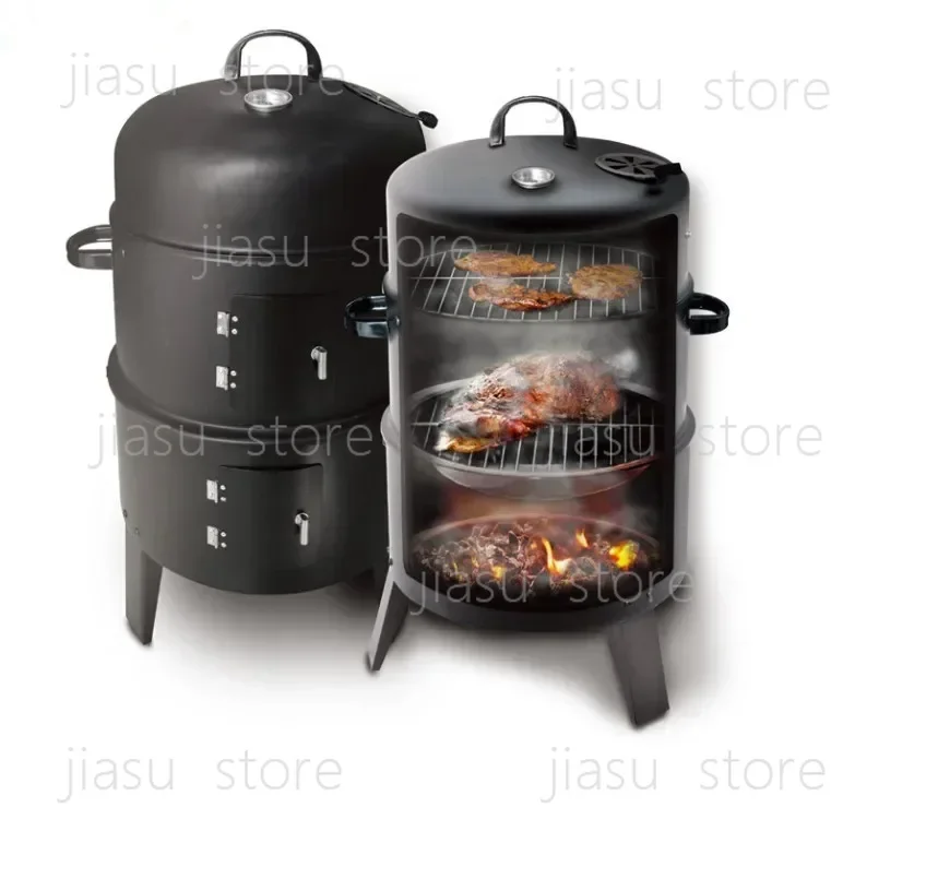Outdoor cooking 40cm 15 in 3-layer steel stand bucket smoker BBQ charcoal grill