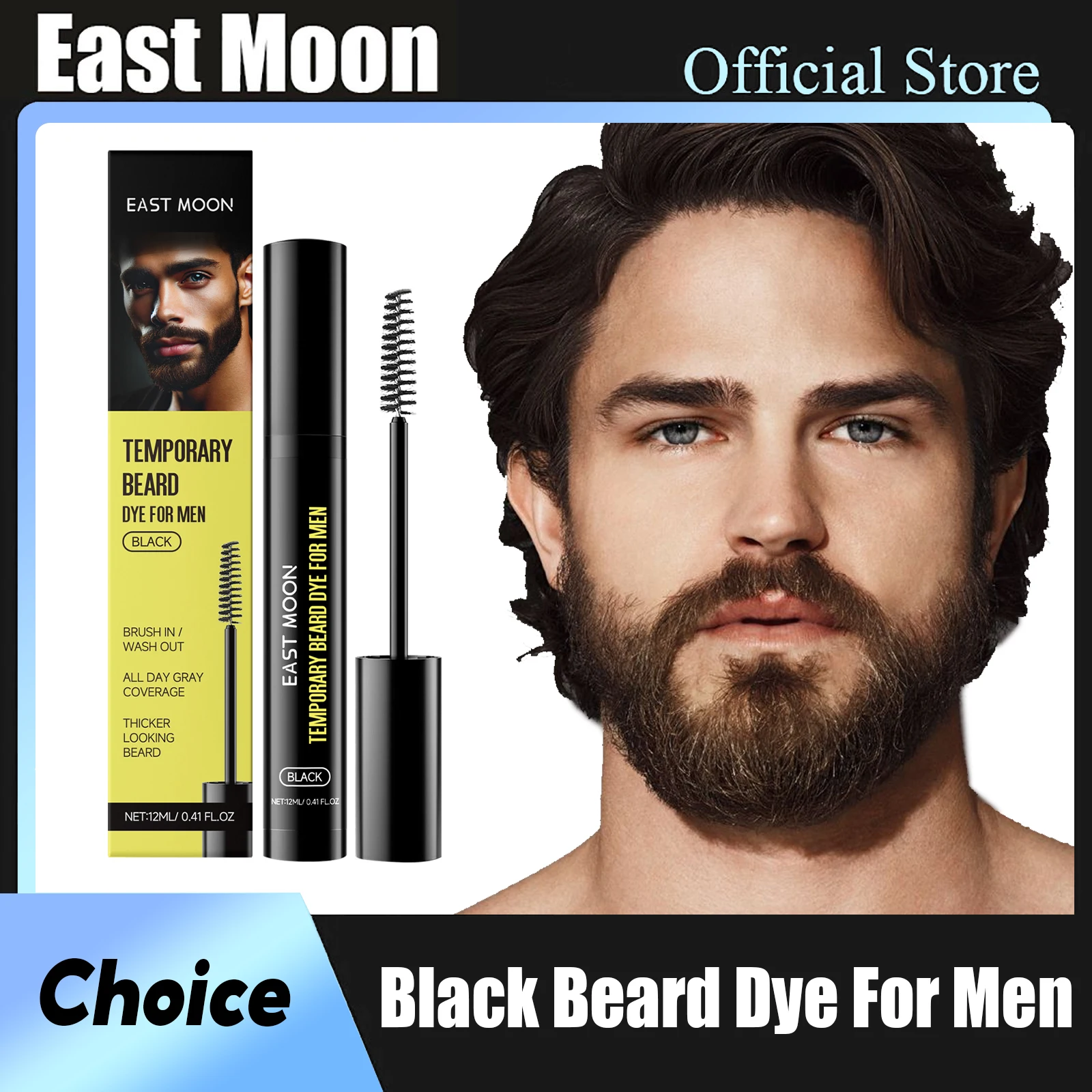 شرق القمر الطبيعي الأسود اللحية صبغ للرجال الذكور الشارب حشو مقاوم للماء تشكيل المحمولة تلوين دائم اللحية الصباغة القلم