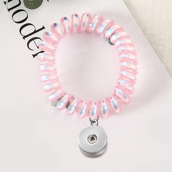 Telephone Wire Elastic Hair Bands For Girls Headwear Ponytail Holder Rubber Bands Women Hair Accessories Fit 18mm snap buttons