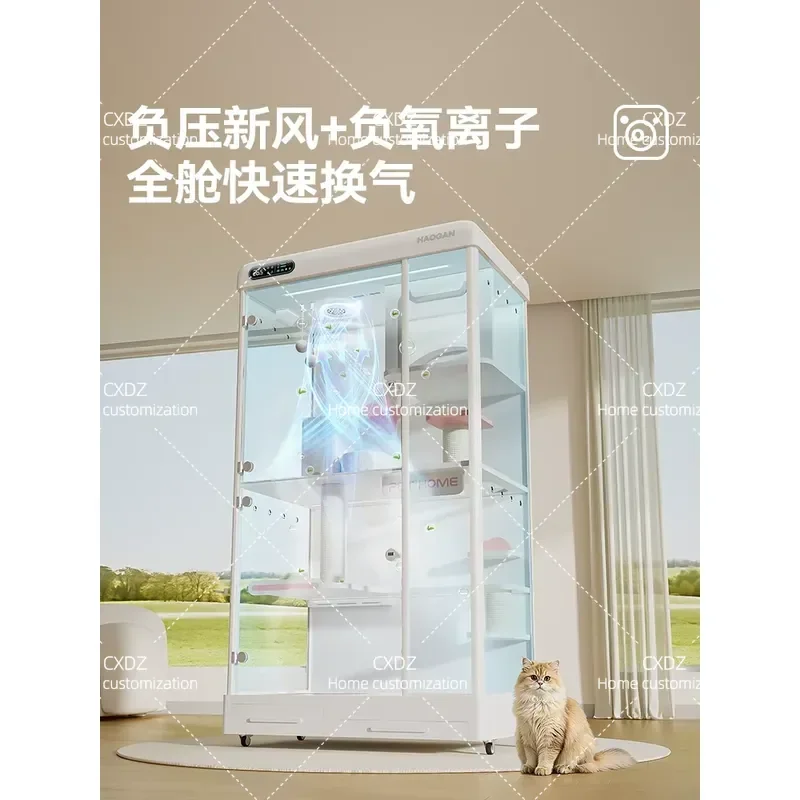 Smart Cat Villa with Fresh Air Deodorization Constant Temperature Indoor Cat House Space Saving Cat Cage Nest for Home Use