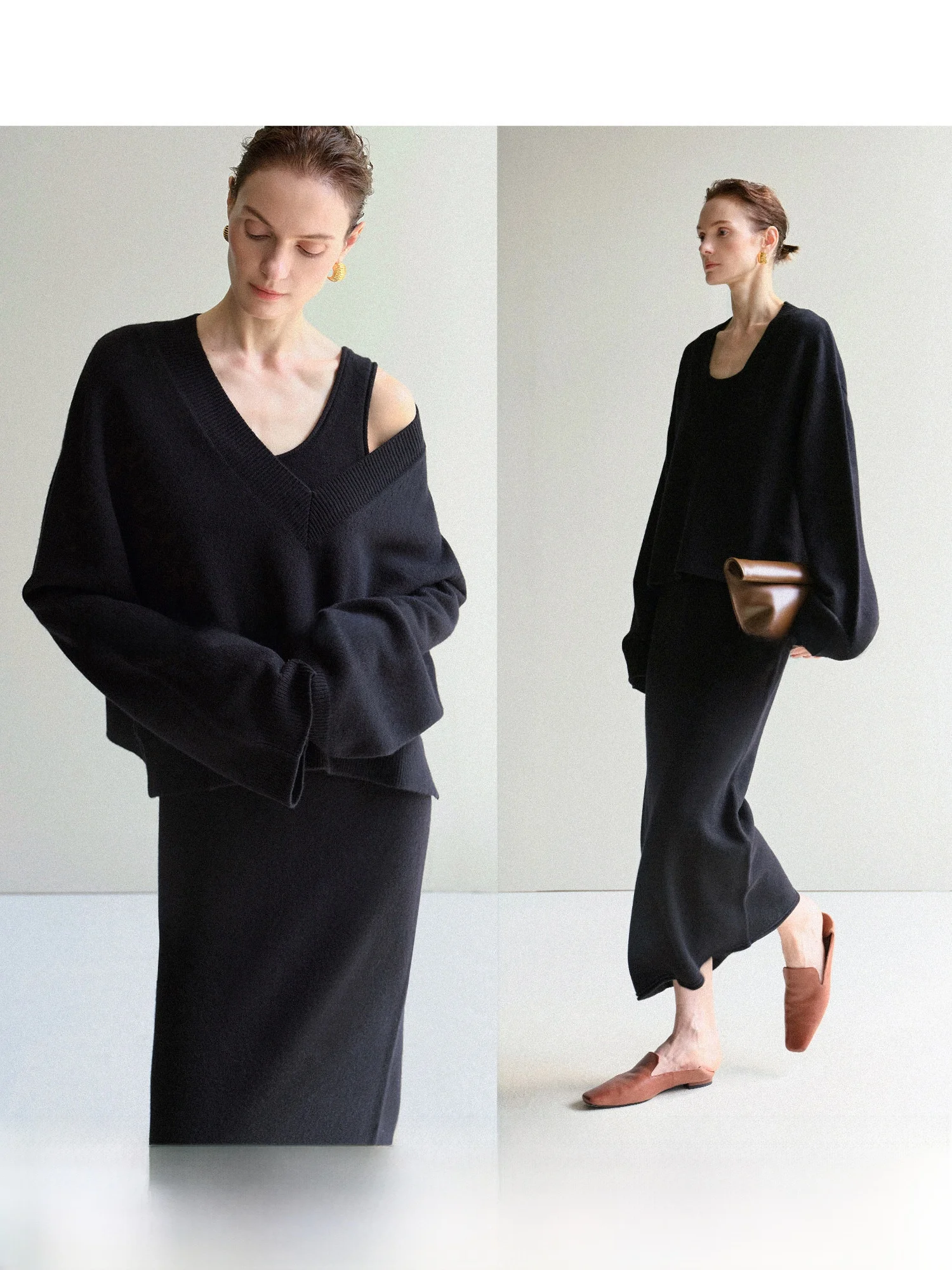 

Cleanfit Beautiful Pure Wool V-Ne Pullover Knitted Dr Vest Women's Autumn Loose Fit Long Sve Casual Color