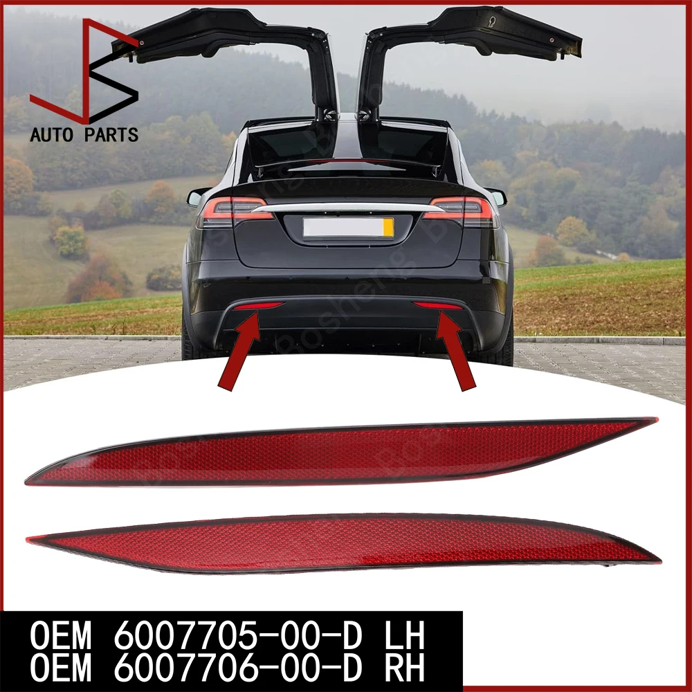 

Новый для Tesla MODEL S 2012-2021, отражатель заднего левого и правого бампера, красные габаритные огни, накладка объектива OEM 6007705-00-D 6007706-00-D