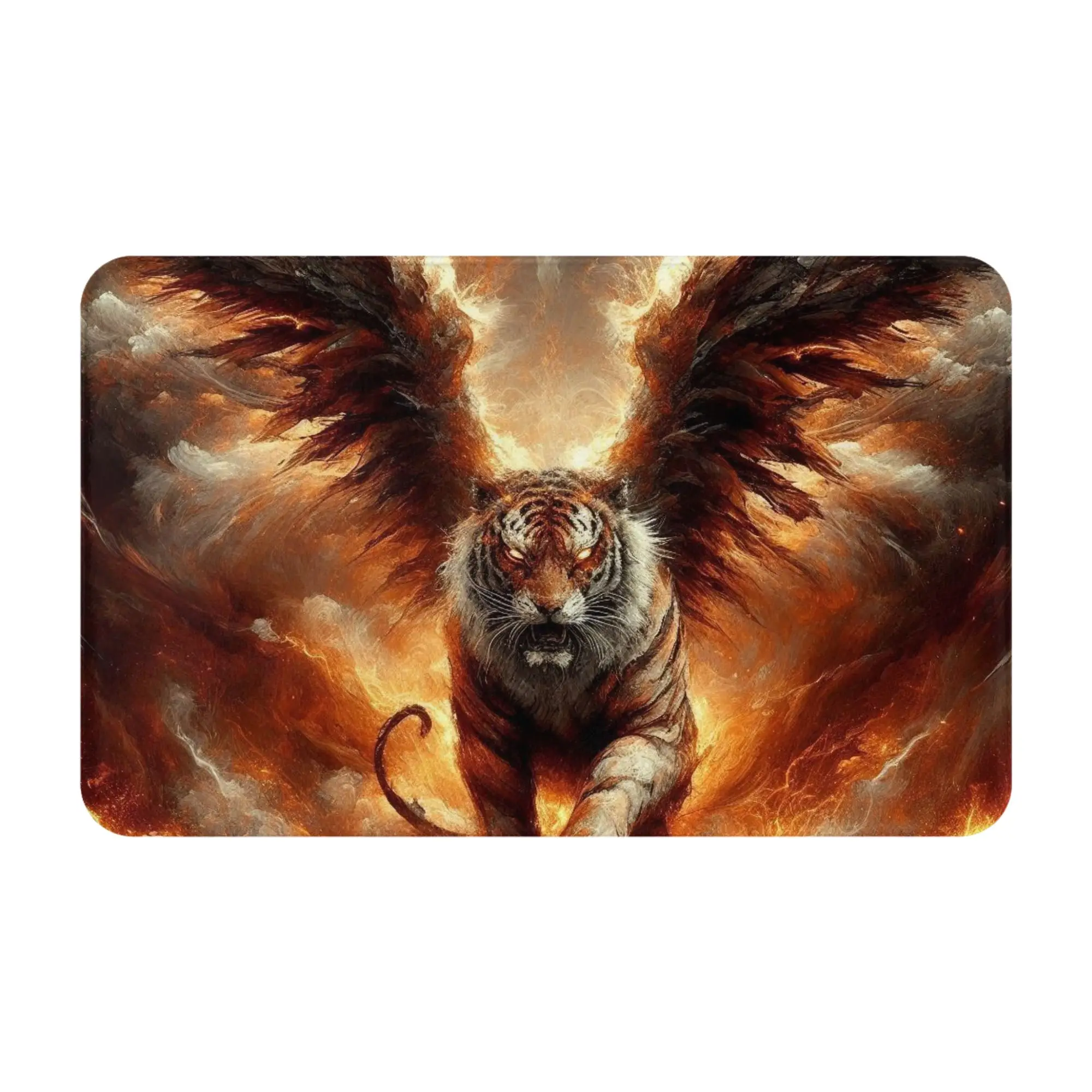 Fire Winged Tiger Fantasy Graphic Anti-Slip Doormat Living Room Mat  Entrance Indoor Home Decorative