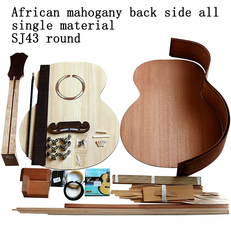 43 inch Super Jumbo guitar Authentic African mahogany back spruce face full set of materials combined guitar production