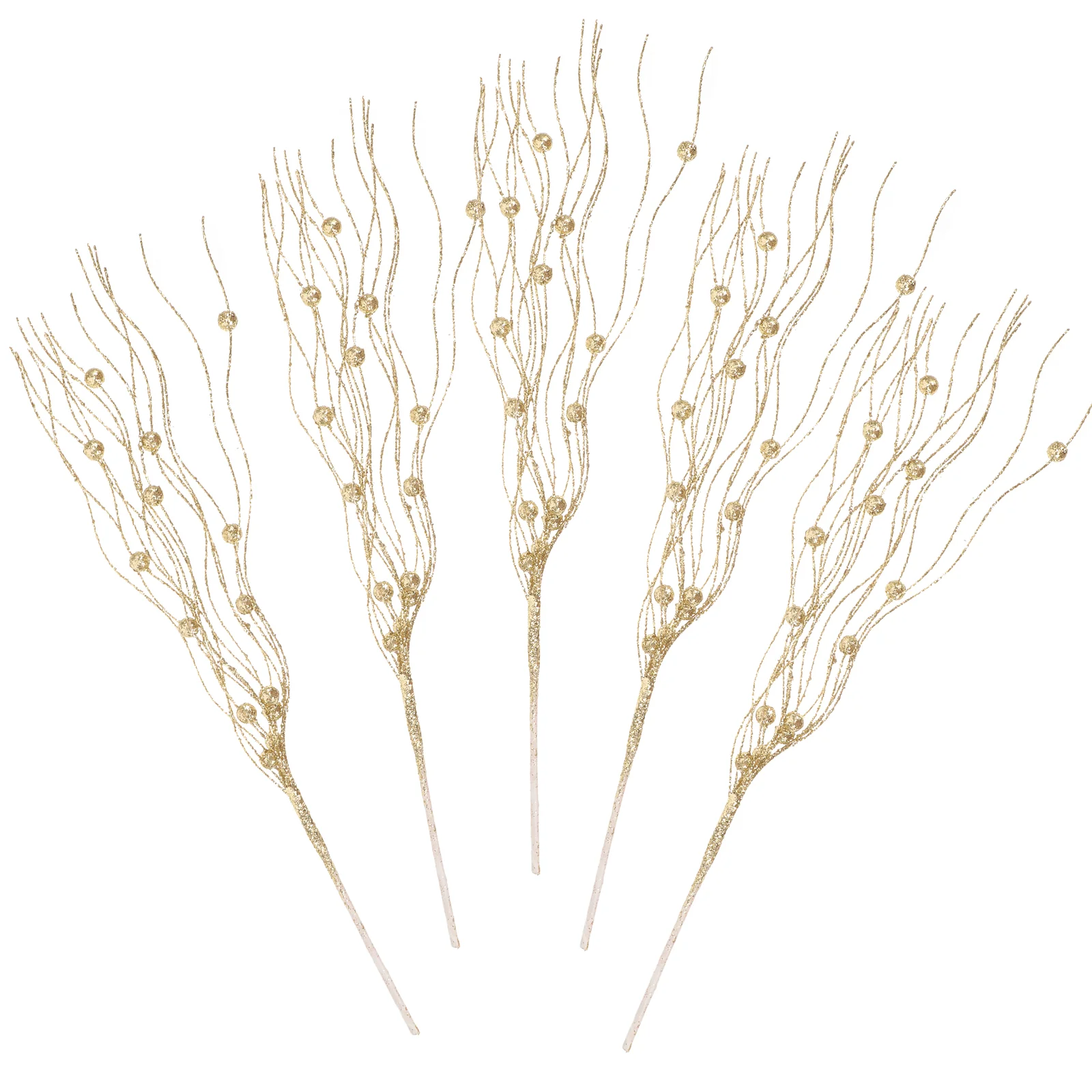 5 Pcs Dragon Whiskers Soaked Gold Powder Balls Fake Plant Branch Artificial Moss Stems Faux Plants Pick Vine