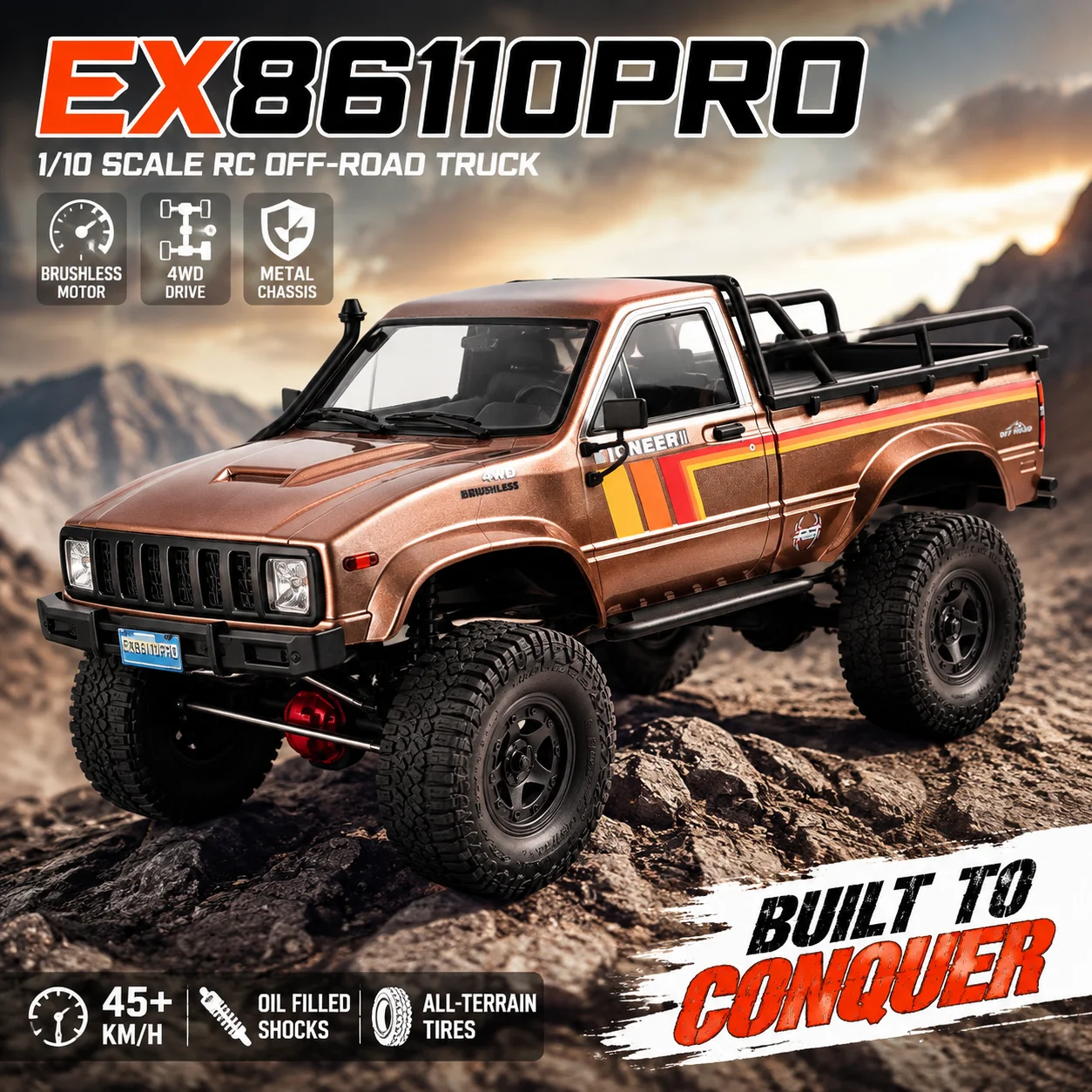 Hot RGT EX86110pro Brushless Electric Remote Control Crawler 1/10 Scale Simulated Pickup Truck 4WD Off Road Climbing RC Car Toy