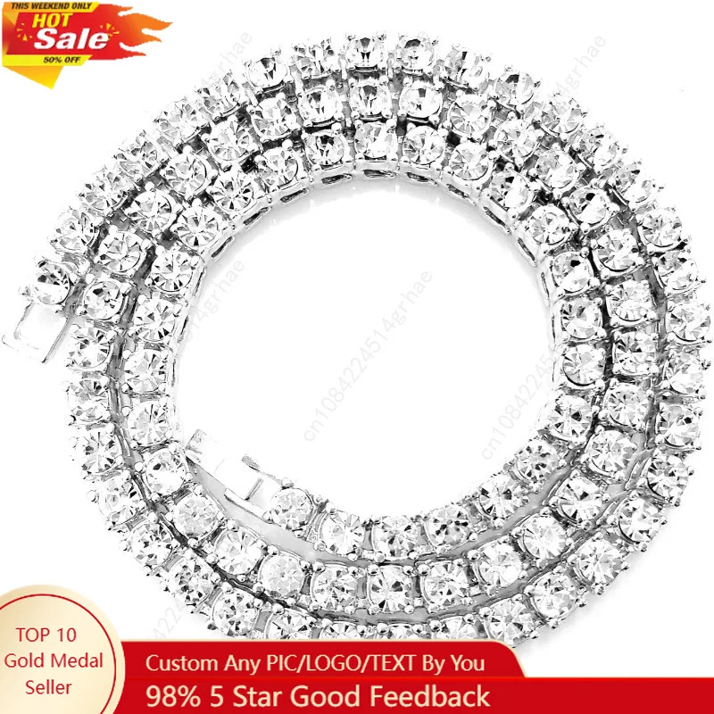 

HH BLING EMPIRE Gold Silver Iced Out Diamond Tennis Chain Necklace for Men Women, Rhinestone Tennis Necklaces for Women and Teen