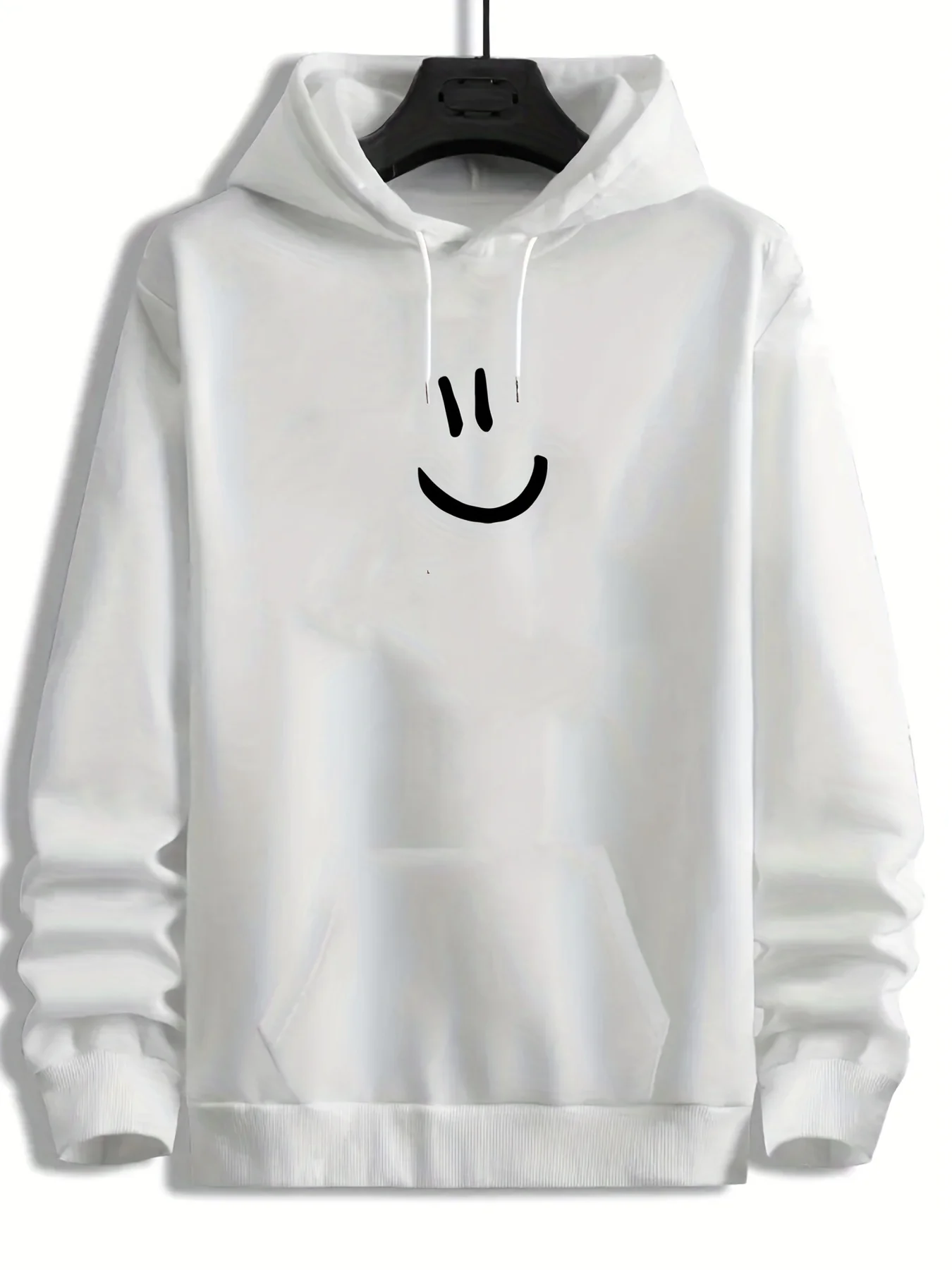 Men's Hooded Sweatshirt, Spring/autumn Cute Smile Graphic Print Hoodies For Big & Tall Males, Men's Clothing, Plus Size