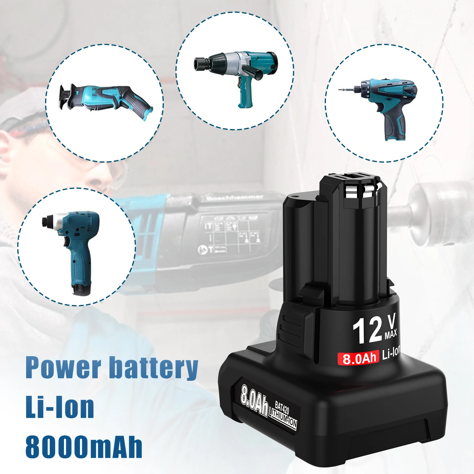 لبوش BAT420 بطارية 12 فولت 8.0Ah ليثيوم أيون قابلة للشحن BAT412A BAT413A D-70745Gop 2607336013 2607336014 أداة تبديل البطارية #5