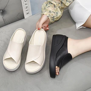 Platform Platform Sandals open for women, black slippers, orthopedics, thick background, high -heeled slides, new 12 Main Women's Orthopedic Slippers - №12
