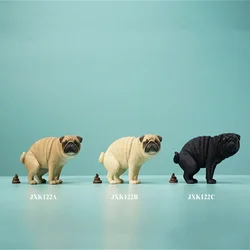 JXK 1/6 Pug Half Squat Model Animal Figure Pet Dog Collector Realistic Desk Decoration Kids Toy Gift Photography Props