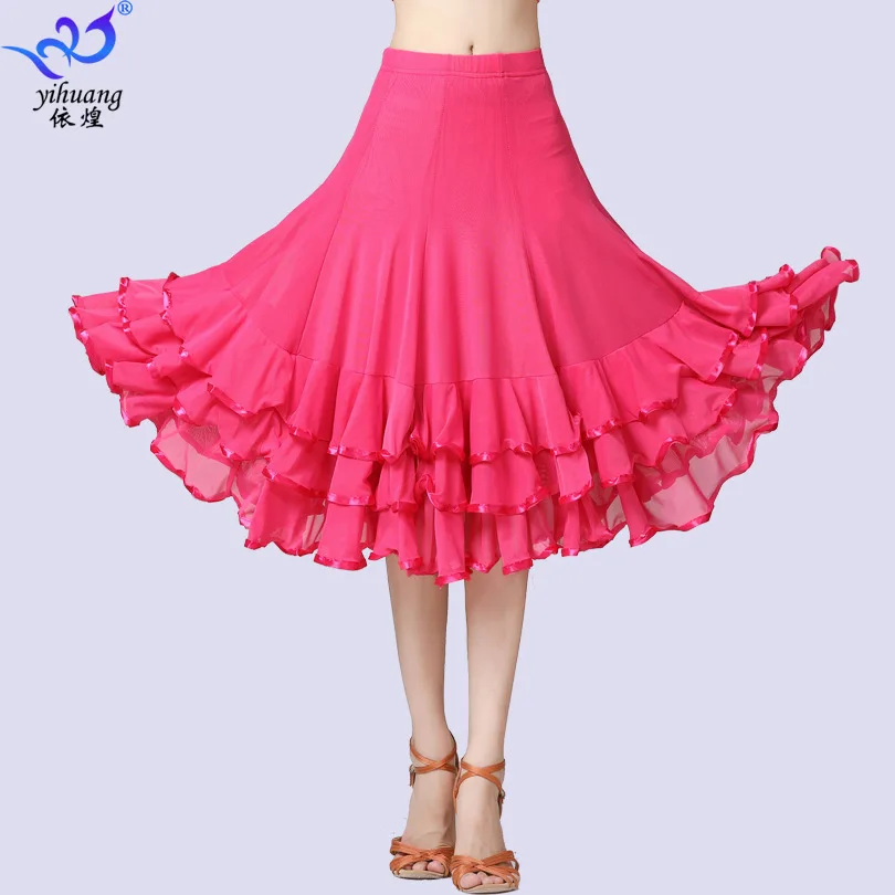 1pcs/lot woman solid Ballroom Waltz Dance ruffles Skirt Modern Tango skirt