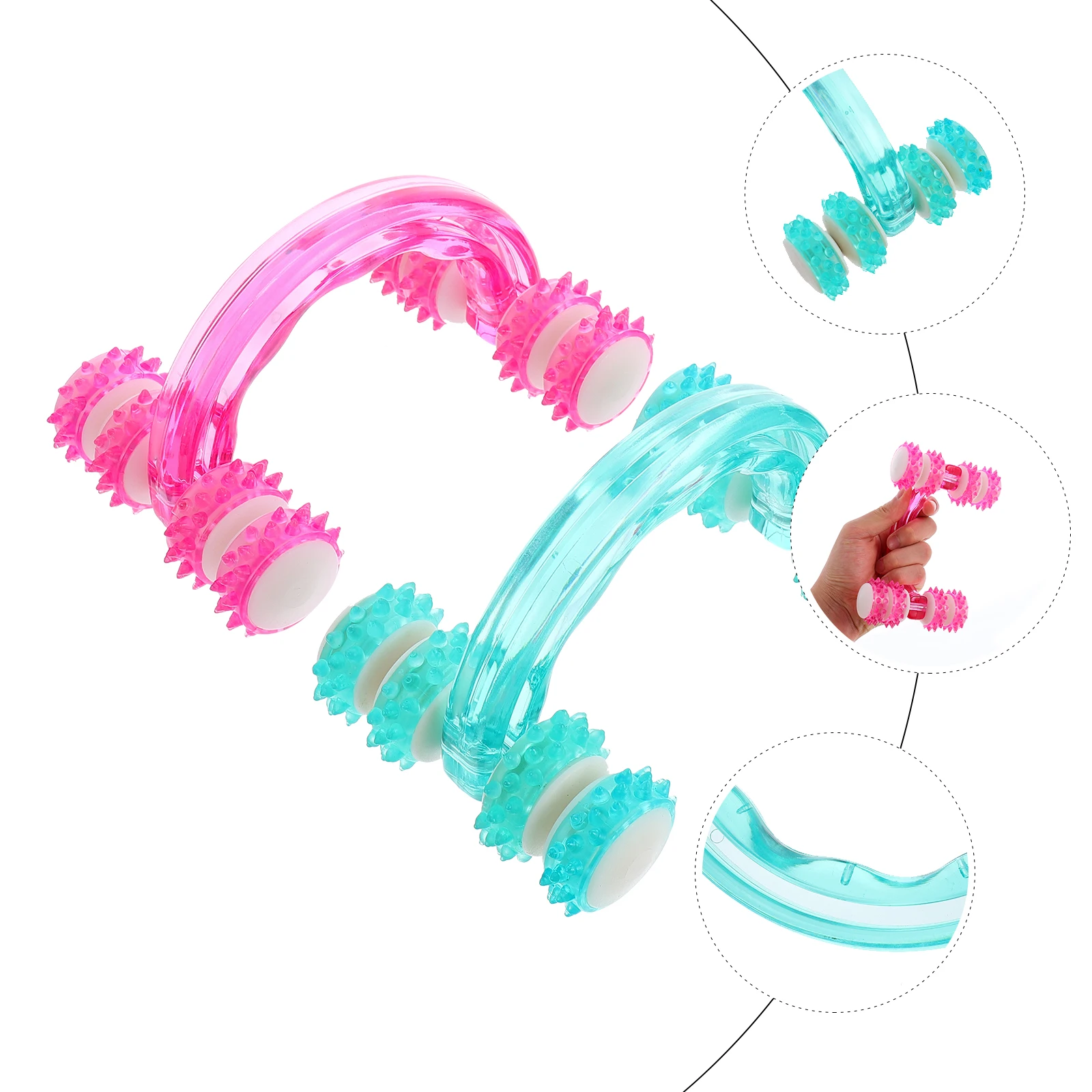 

2pcs Roller Type Massager For Body Relaxation Stress Relief Full-Body Manual Plastic Massager Ergonomic Portable Health Care