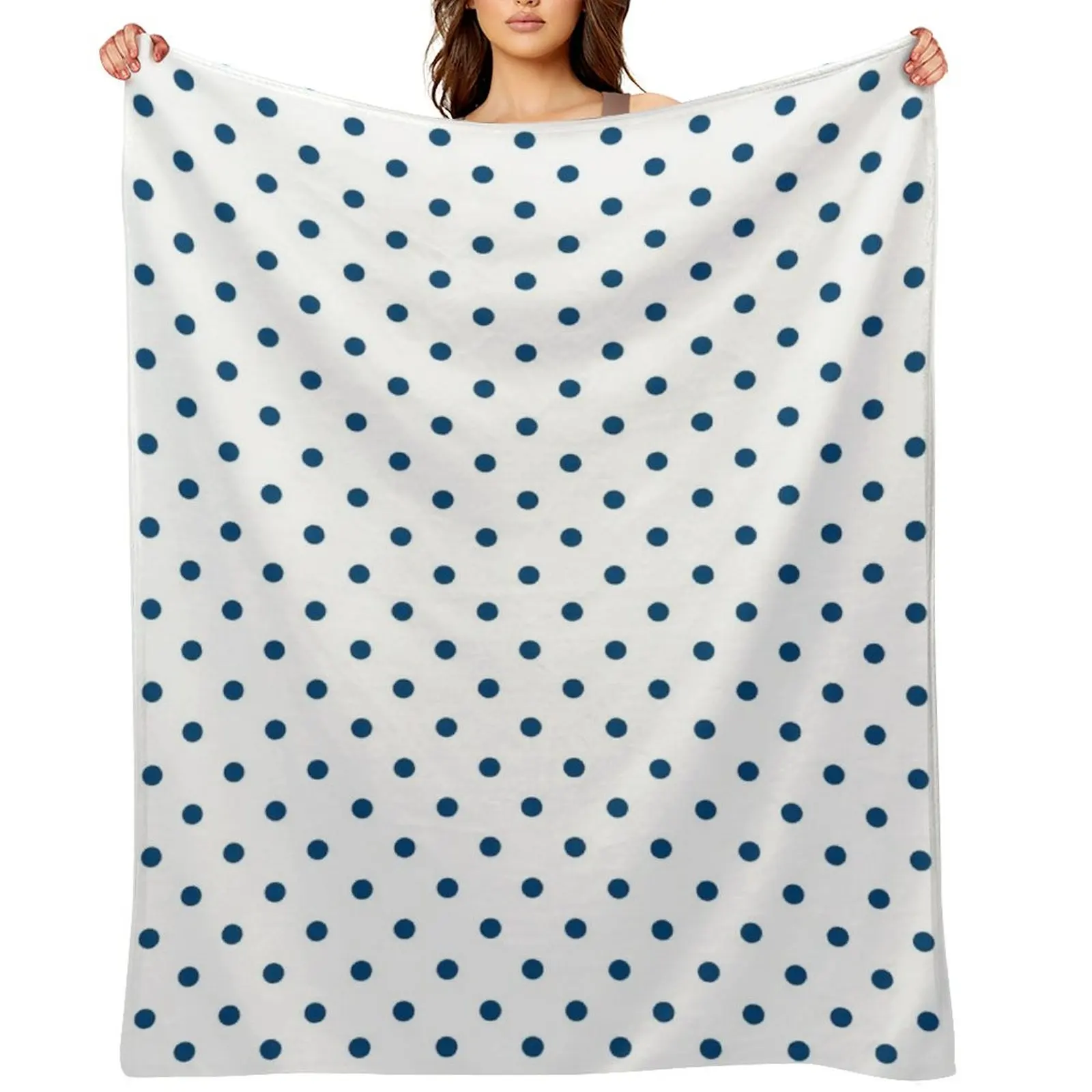 

Small polka dots pattern indigo & white Throw Blanket Loose halloween Decorative Sofa christmas gifts Blankets