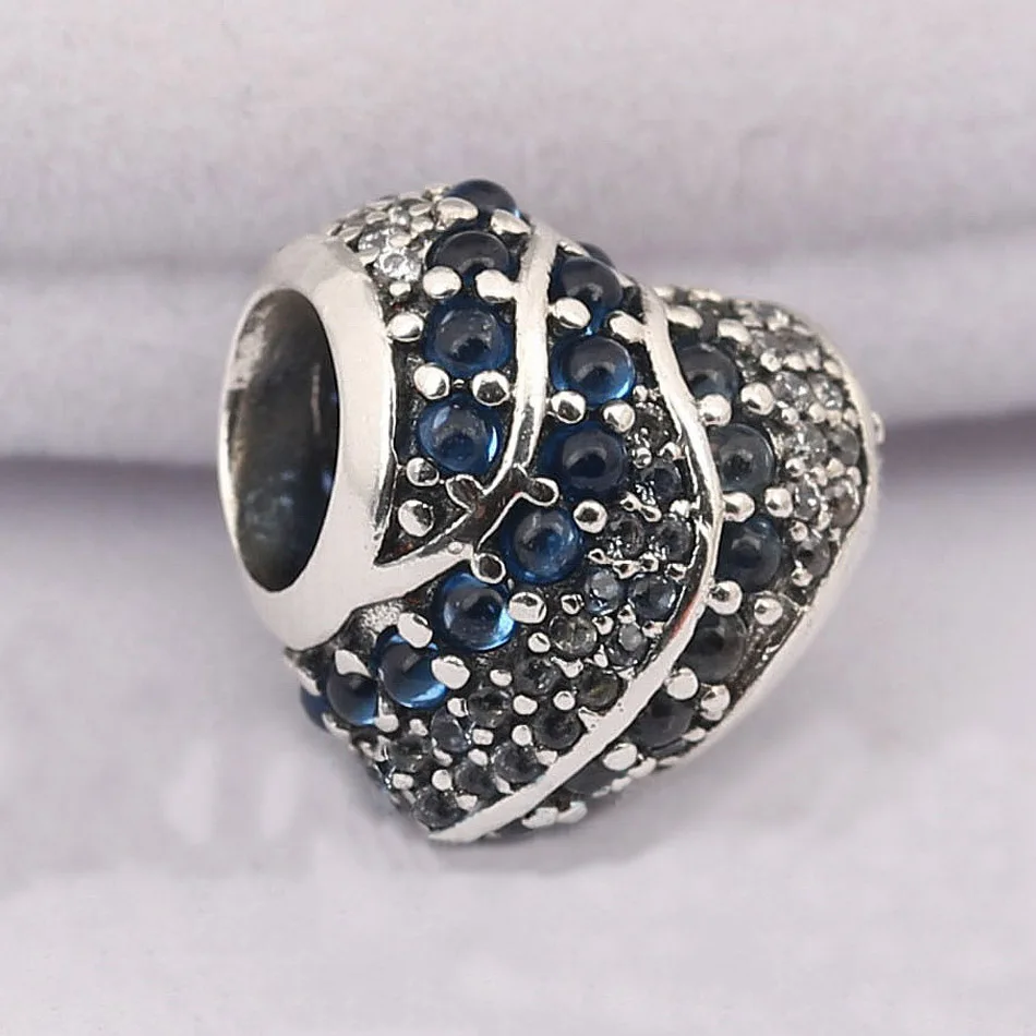 

Серебряная бусина S925 для женского браслета и браслета Aqua Heart Charm Aqua & London Blue Crystals & Clear CZ Женские украшения DIY