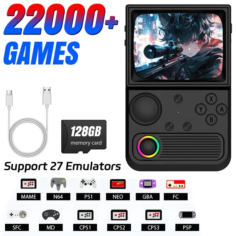 

WDYQJE R36T Retro TV Handheld Game Console EmuELEC System 3.5" IPS Screen Portable Pocket Video Game Player children kids gift