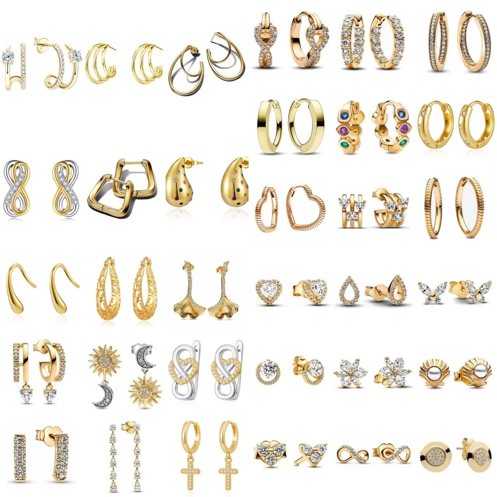 

Европейские новые серьги-гвоздики с крестом и подсолнухом золотого цвета, подходят для женского фестиваля, изысканные очаровательные ювелирные изделия, подарки, серебро 925 пробы