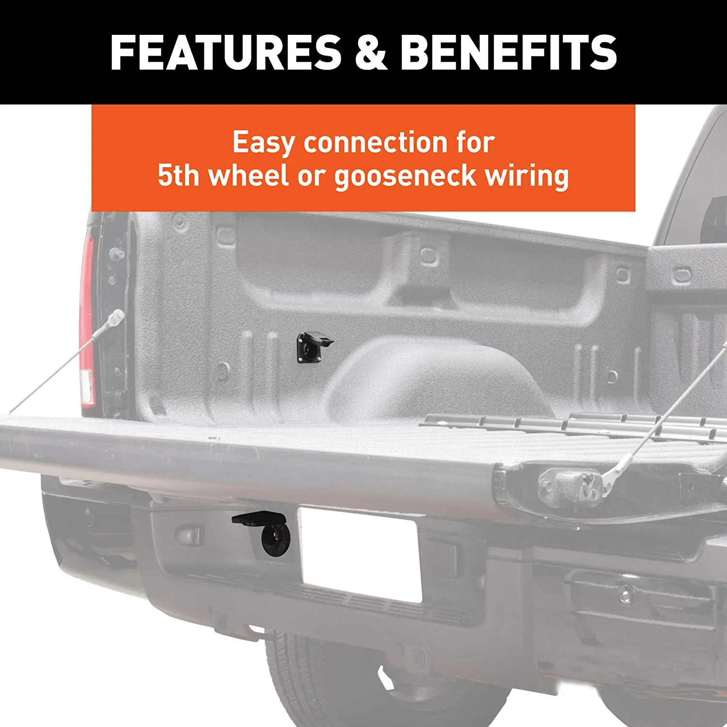 Extensão de cablagem de reboque de 7 pinos para cama de caminhão para Chevrolet Dodge Ford GMC Nissan Ram Toyota 56070