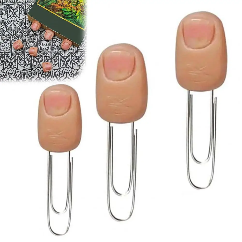 

3Pcs 6cm Realistic Finger Paperclip Bookmarks Halloween 3D Finger Page Markers Humorous Generic Finger Paperclip Book Accessory