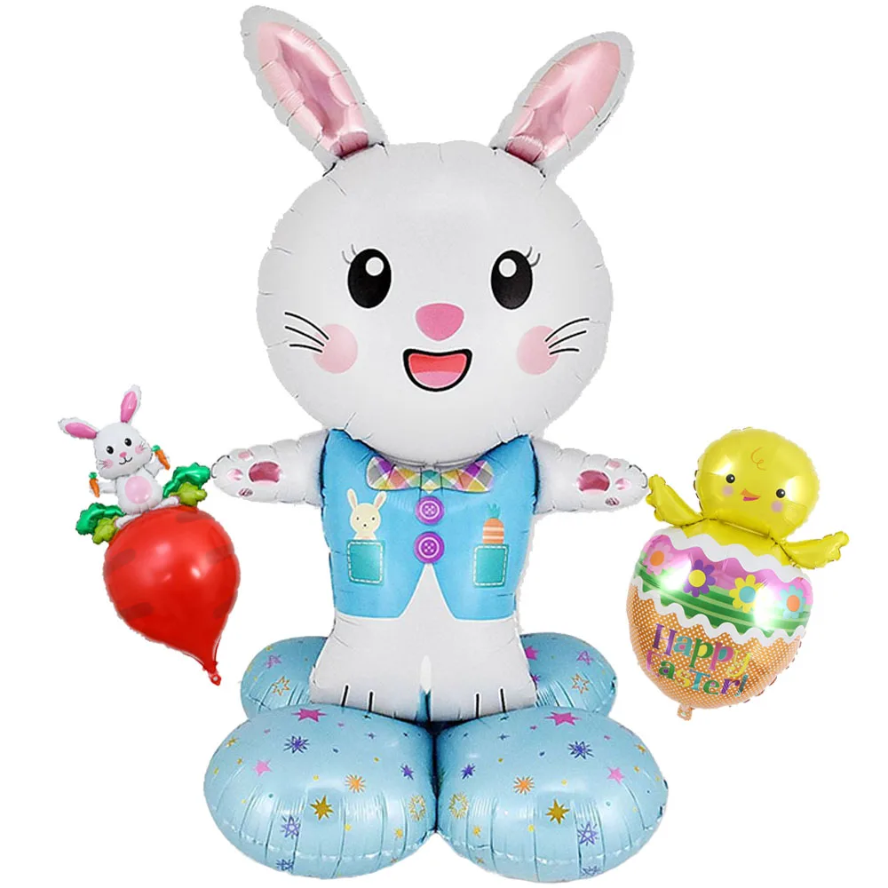 Huge Easter Standing Bunny Balloon Rabbit Foil Balloons Spring Party Kids Easter Birthday Decortion Inflatable Rabbit Toy Ballon