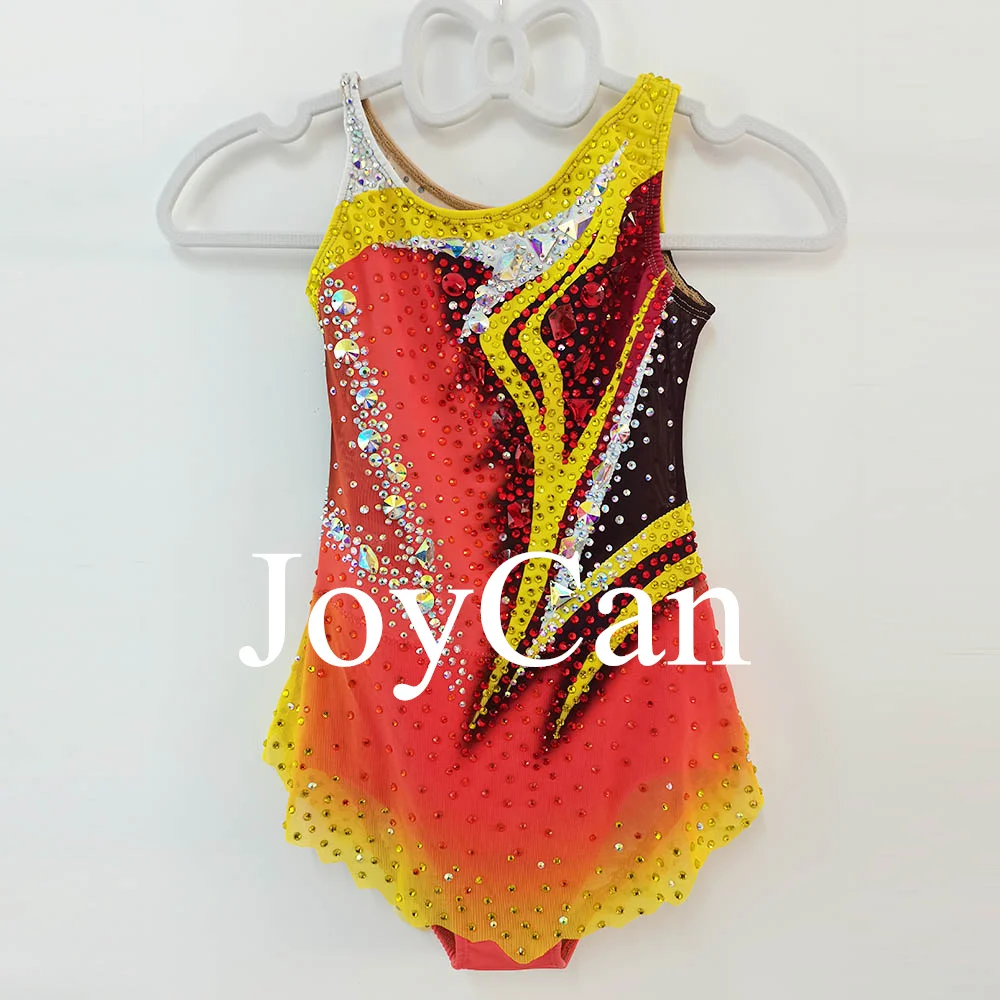 

JoyCan Rhthmic Gymnastics Leotards Girls Women Orange Spandex Elegant Dance Wear for Competitiion
