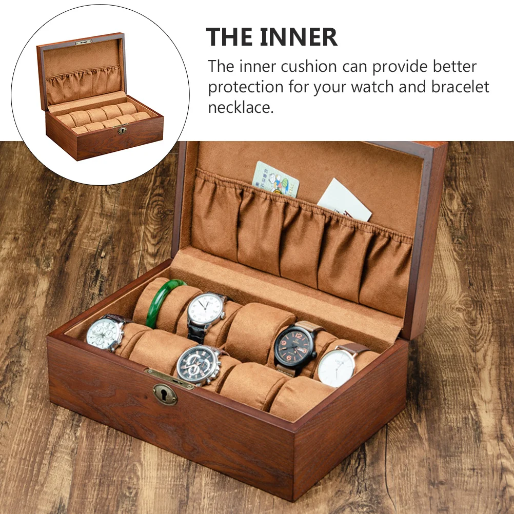 

1pc Wooden Watch Box Compact Storage For Bracelet Wristwatch Necklace Organizer Display Case Container Watch Storage Box