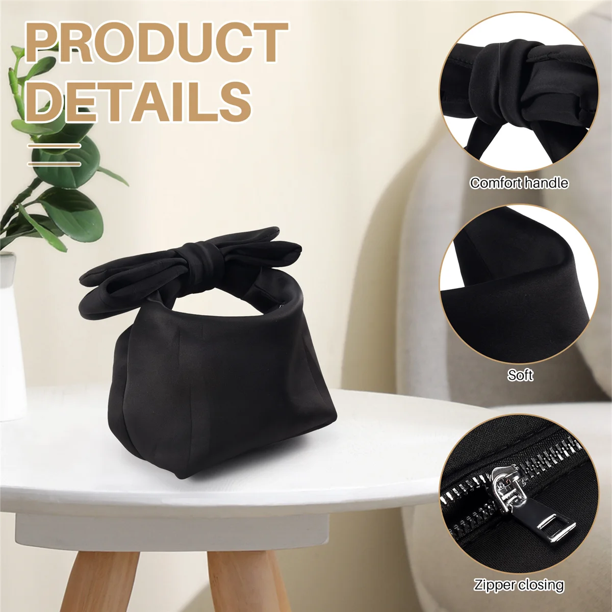 N98R Designer Damen Handtaschen Bow Day Clutches Tasche Damen Abend Party Clutches Schwarze Handtasche Schultertasche (Schwarz)