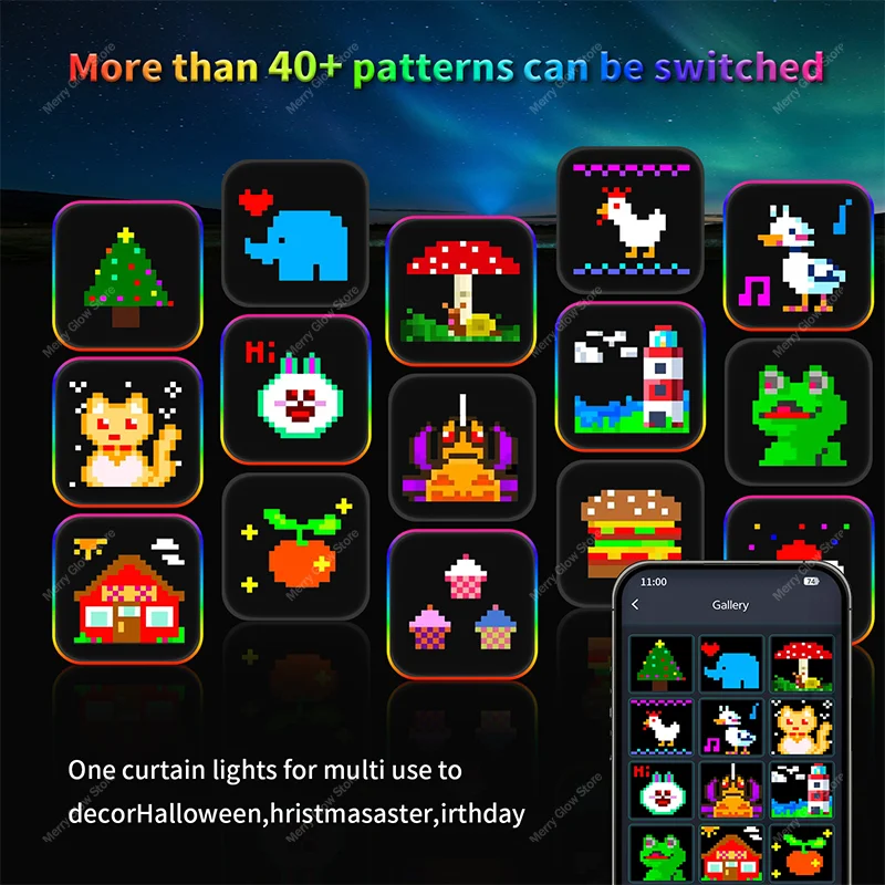ترقية 400 المصابيح أضواء الستار الذكية تغيير لون الجنية الستار ضوء الموسيقى مزامنة للداخلية/الخارجية مهرجان الهالوين ديكور