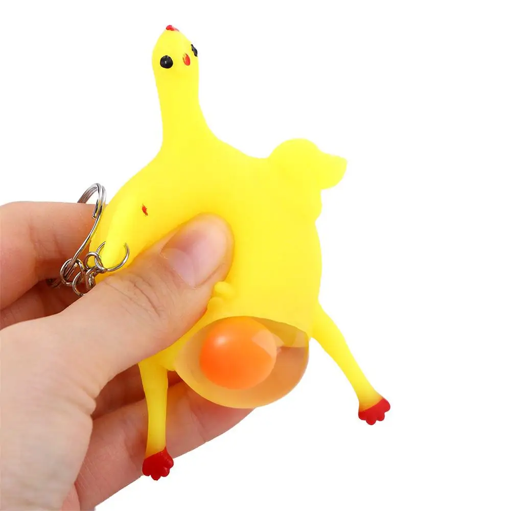 Funny Children Gift Trinket Gags Spoof Toy Pranks Maker Practical Jokes Chicken Laying Eggs Tricky Toys Key Ring