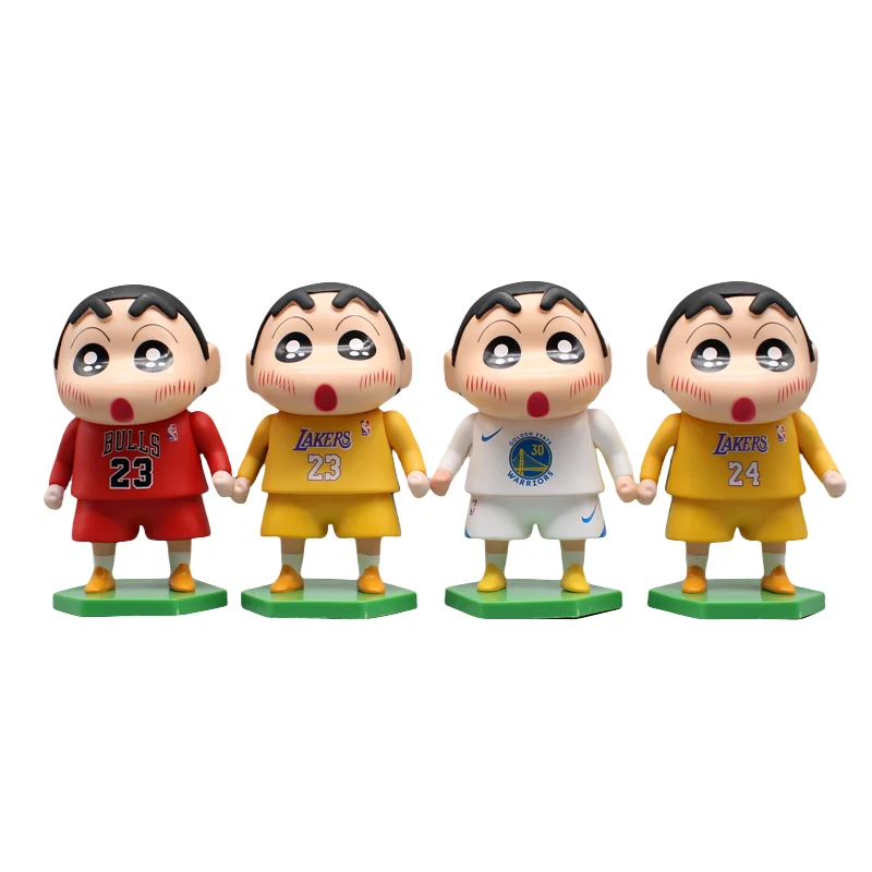 14cm Anime Figure Crayon Shinchan Cos Nba basket Lakers James Doll Pvc modello animazione ornamenti circostante giocattoli regali