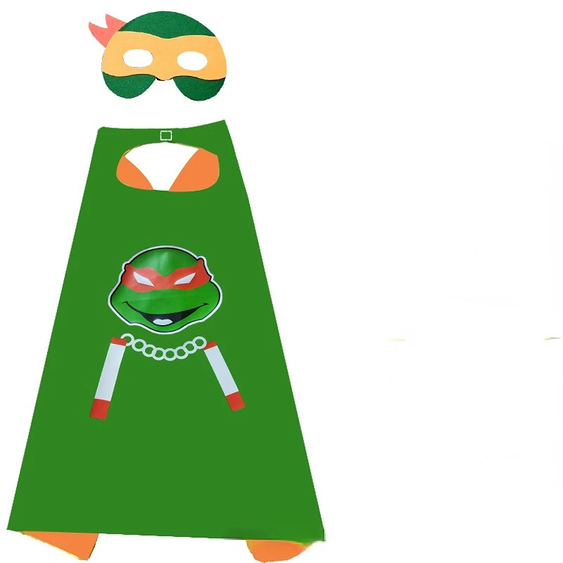 Children\'s Ninja Turtles Cosplay Costume Superhero Cape Mask Set Halloween Performance Costume Cape